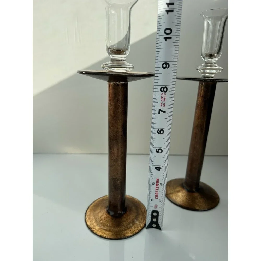 Crate & Barrel Renaissance Candle Holder Pair Made in Italy 12